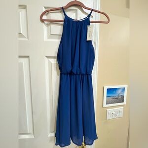 Franchescas NWT LUSH brand navy sleeveless spaghetti strap short dress sz S
